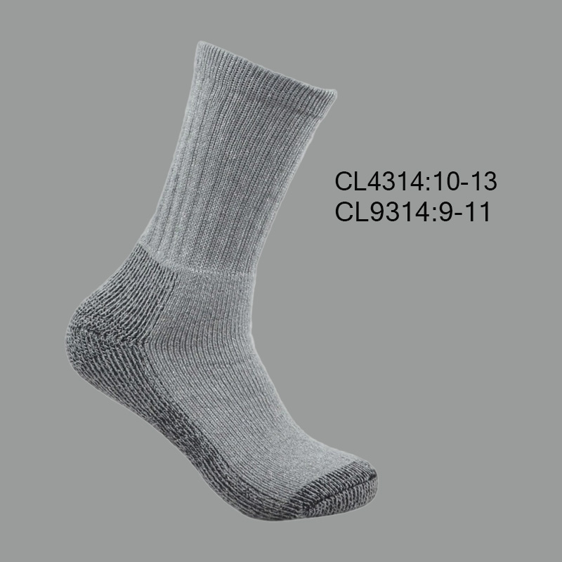 CL4314.9314 Men’s Cotton Crew Heavy Duty Socks, Grey with Dark Grey Bottom, (1 Dozen, 12 Pairs) - Image 1