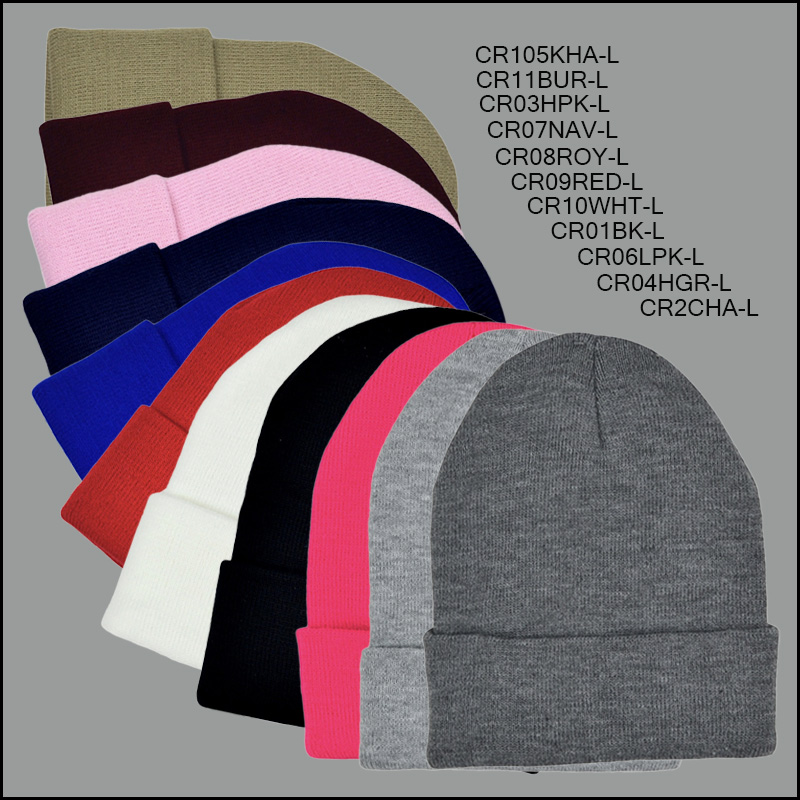 CR00-ALL Unisex Acrylic Knit Long Beanie, Street Style, Multiple Colors, (1 Dozen, 12 Pairs) - Image 1