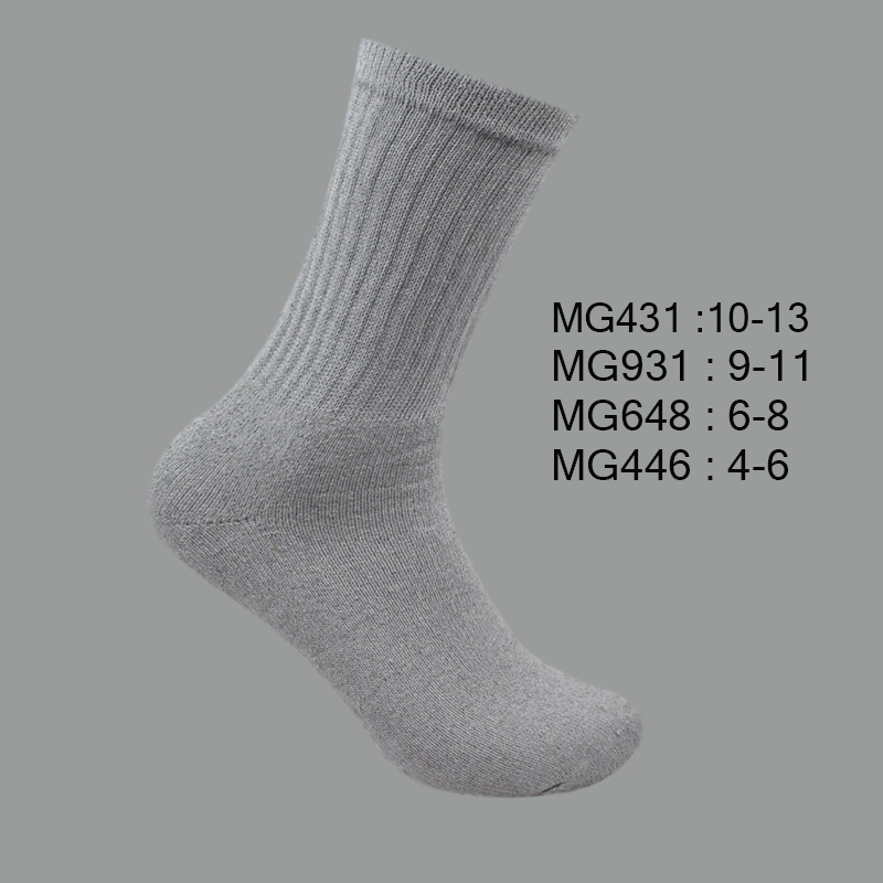 MG431-10.931-9. 648-6. 448-4 Unisex All Age Cotton Crew Sports Socks, Solid Grey ,(1 Dozen, 12 Pairs) - Image 1