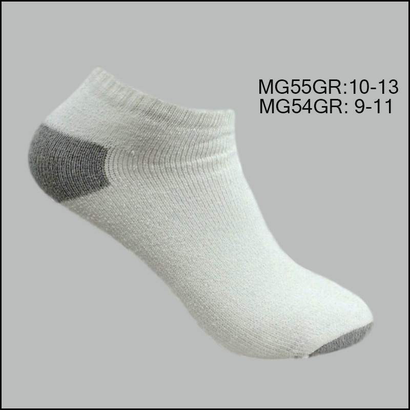 MG55GR Unisex Cotton Low Cut Sports Socks, White with Grey H/T ,(1 Dozen, 12 Pairs) - Image 1
