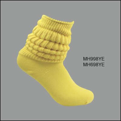 Women’s 100% Cotton Slouch Socks –Yellow,  (1 Dozen, 12 Pairs)
