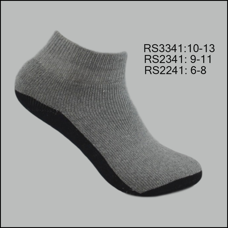 RS3341 Unisex All Age Cotton Ankle Sports Socks, Grey with Black Bottom ,(1 Dozen, 12 Pairs) - Image 1