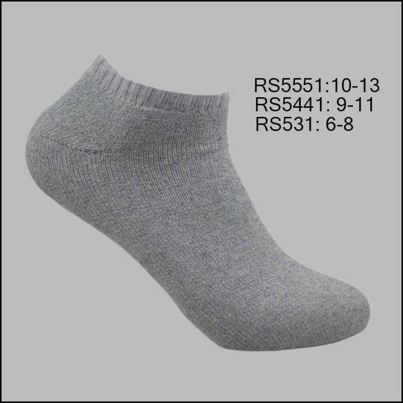 RS5551. 5441-9. 531-6 Unisex Cotton Low Cut Sports Socks, Solid Grey ,(1 Dozen, 12 Pairs) - Image 1