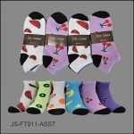 Women's Socks Spandex, Low Cut , Multi Color, Black H/T, Fruit Pattern, ASST ,(1 Dozen, 12 Pairs) - Image 2