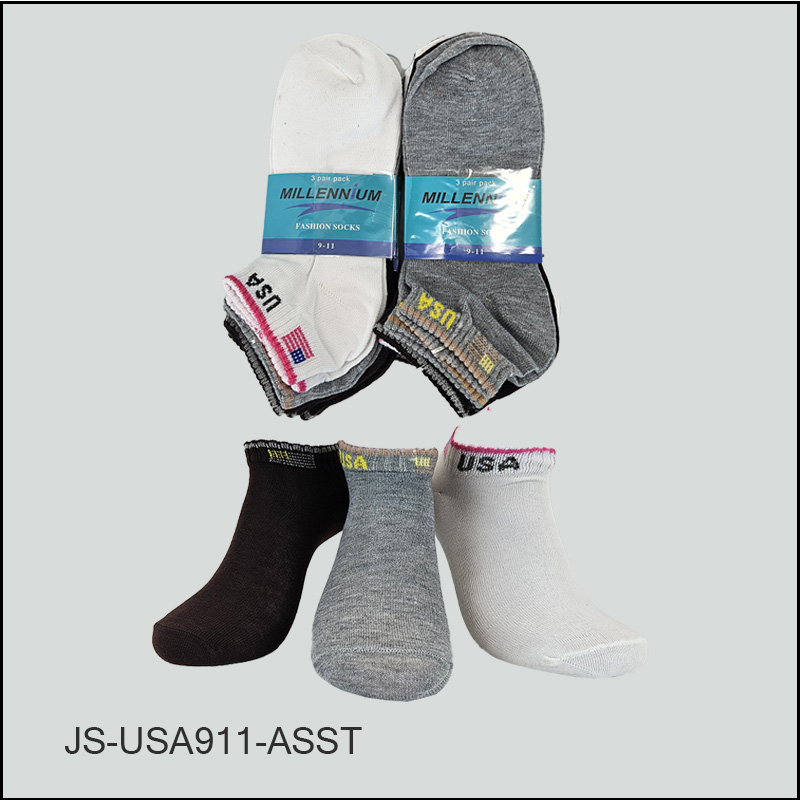 JS-USA911-ASST- 001 Women's Socks Spandex, Low Cut , Multi Color, USA, ASST ,(1 Dozen, 12 Pairs) - Image 1
