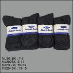Diabetic Socks, Crew , Solid Black , (1 Dozen, 12 Pairs) - Image 3