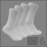 Diabetic Socks,Crew , Solid White , (1 Dozen, 12 Pairs)