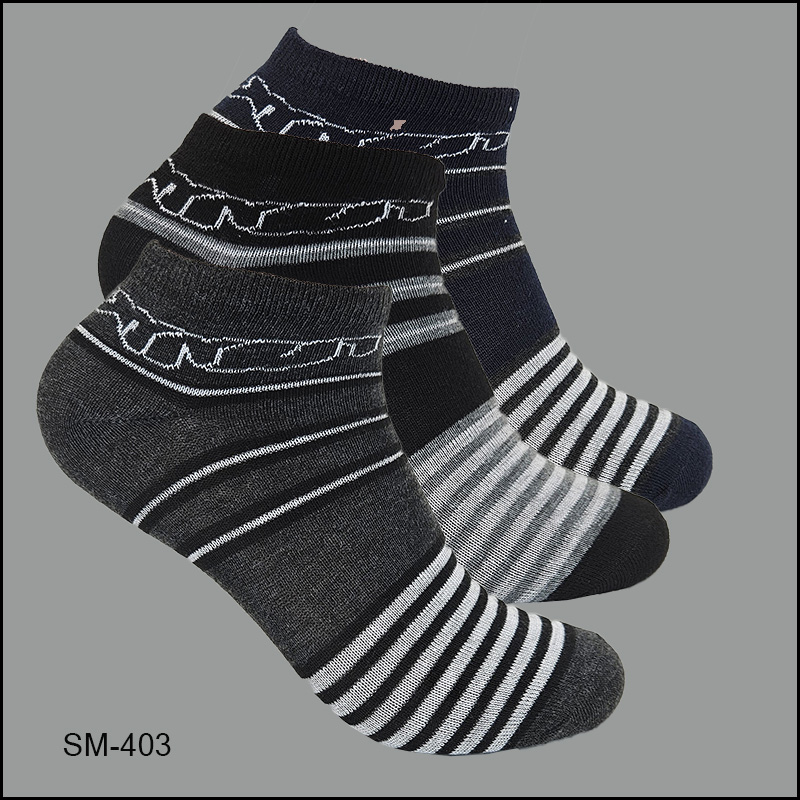 SM-403-005 Men's Socks Spandex, Low Cut , Multi Color, White Stripes Pattern, ASST ,(1 Dozen, 12 Pairs) - Image 1