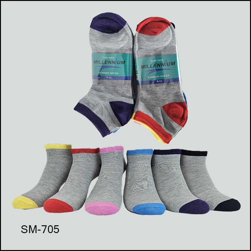SM-701 Women's Socks Spandex, Low Cut , Grey Color, Multi Color H/t, ASST ,(1 Dozen, 12 Pairs) - Image 1