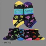 Women's Socks Spandex, Low Cut ,Black Socks, Multi Color Leaves Pattern, ASST ,(1 Dozen, 12 Pairs)