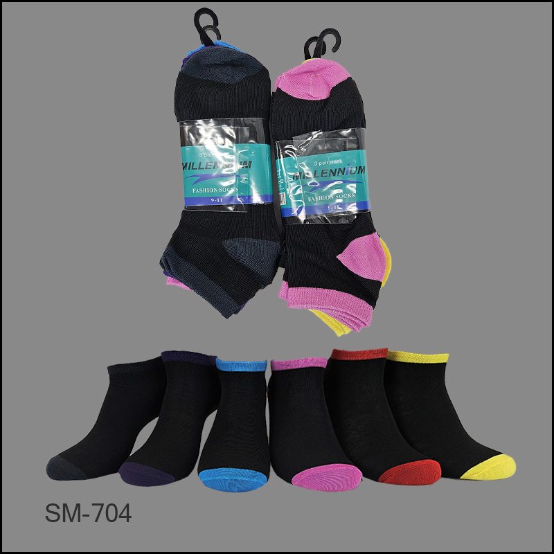 SM-704 Women's Socks Spandex, Low Cut ,Black Socks, Multi Color H/T/, Stripe, ASST ,(1 Dozen, 12 Pairs) - Image 1