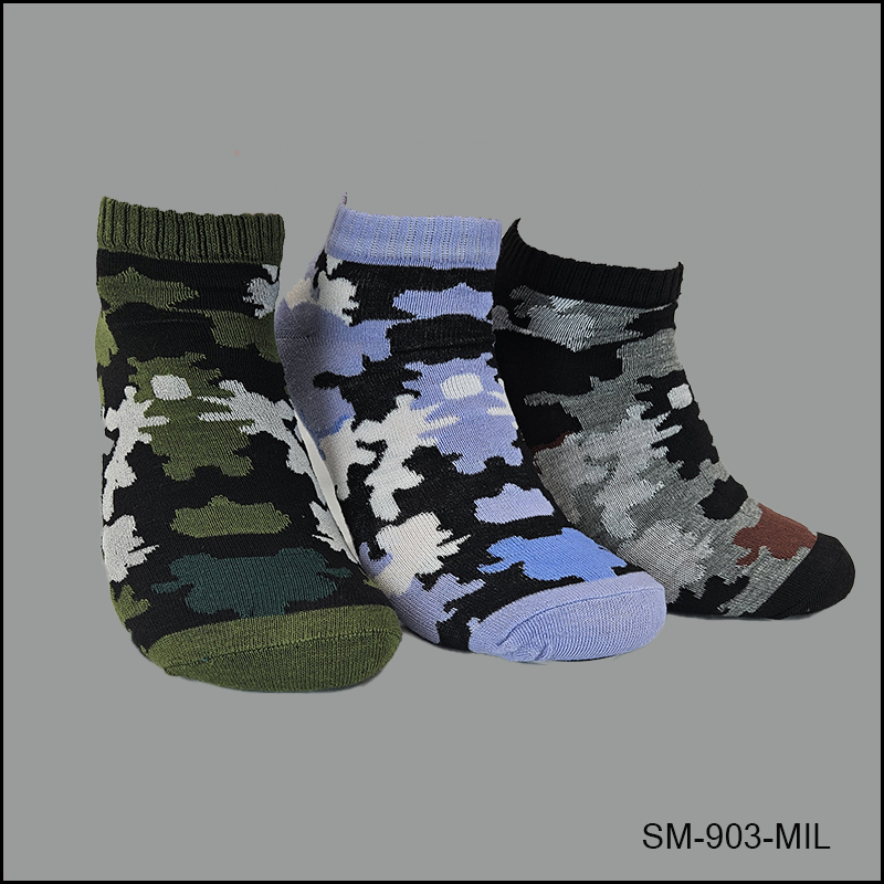 SM-903-MIL-001 Comfortable Spandex Socks, Low Cut , Multi Color, Military Pattern, ASST ,(1 Dozen, 12 Pairs) - Image 1