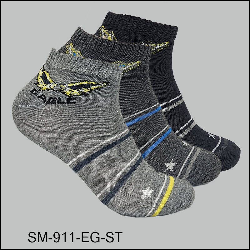 SM-911-EG-ST-006 Men's Socks Spandex, Low Cut , Multi Color, Eagle/Stripe Pattern, ASST ,(1 Dozen, 12 Pairs) - Image 1