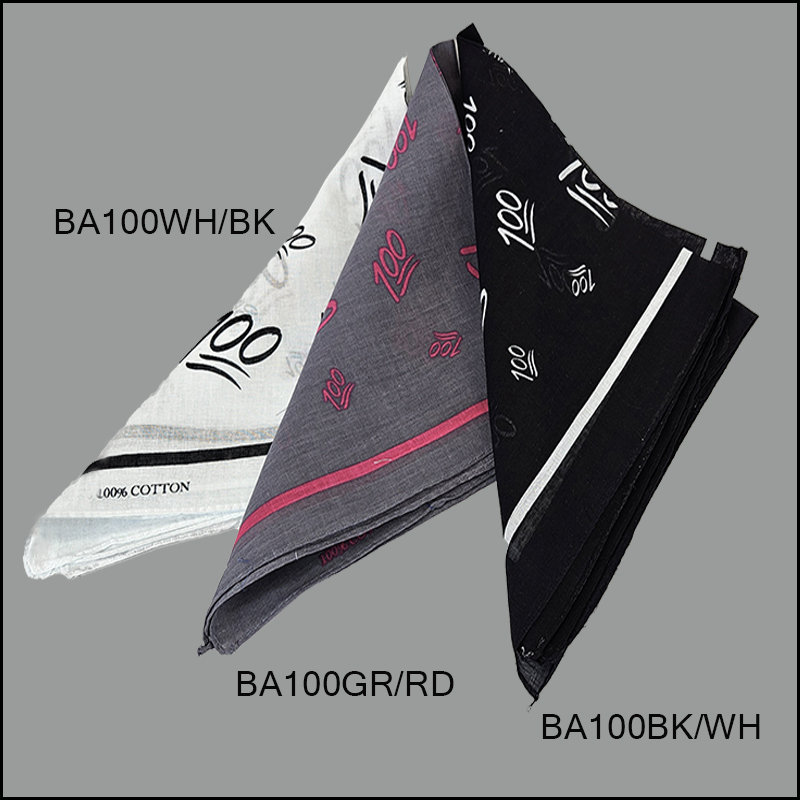 bandinas100 -2 BANDANAS HANDKERCHIEF , Cotton 100 LOGO Designed, MULTI COLOR , (1 Dozen, 12 pieces) - Image 1