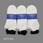 Pom-Pom Low Cut Socks for Woman, Cotton, White Solid Color , Black Pom-Pom , (1 Dozen, 12 pieces) - Image 3