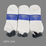 Pom-Pom Low Cut Socks for Woman, Cotton, White Solid Color , Charcoal Pom-Pom , (1 Dozen, 12 pieces) - Image 3