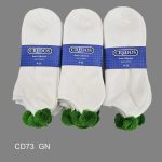 Pom-Pom Low Cut Socks for Woman, Cotton, White Solid Color , Green Pom-Pom , (1 Dozen, 12 pieces) - Image 3