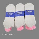 Pom-Pom Low Cut Socks for Woman, Cotton, White Solid Color , L-PINK Pom-Pom , (1 Dozen, 12 pieces) - Image 3