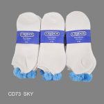 Pom-Pom Low Cut Socks for Woman, Cotton, White Solid Color , SKY Pom-Pom , (1 Dozen, 12 pieces) - Image 3