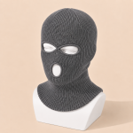 Men’s Grey 3-Hole Knit Balaclava Ski Mask – Full Face & Neck Cover