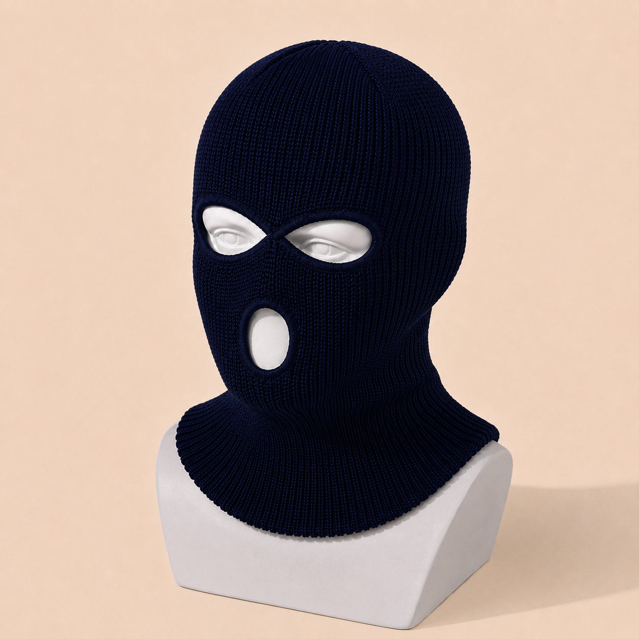 SM-07 NAV Men’s Navy 3-Hole Knit Balaclava Ski Mask – Full Face & Neck Cover - Image 1